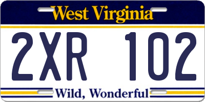 WV license plate 2XR102