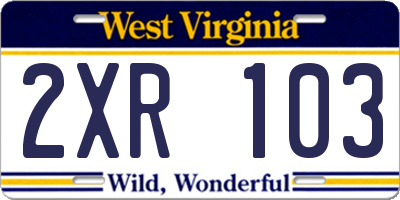 WV license plate 2XR103