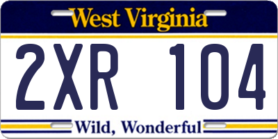 WV license plate 2XR104