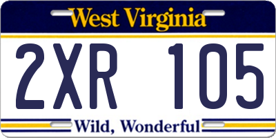 WV license plate 2XR105