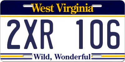WV license plate 2XR106