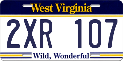 WV license plate 2XR107
