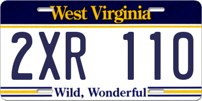 WV license plate 2XR110