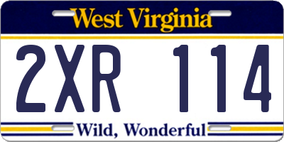 WV license plate 2XR114