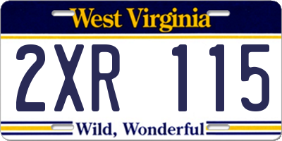 WV license plate 2XR115