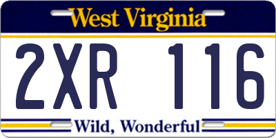 WV license plate 2XR116