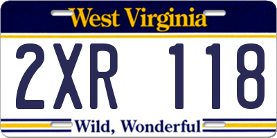 WV license plate 2XR118