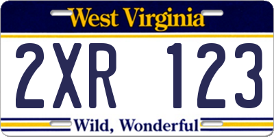 WV license plate 2XR123