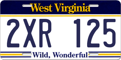 WV license plate 2XR125