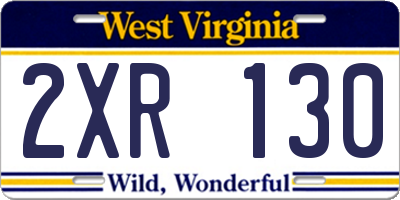 WV license plate 2XR130