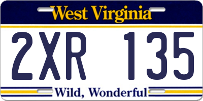 WV license plate 2XR135
