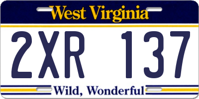 WV license plate 2XR137