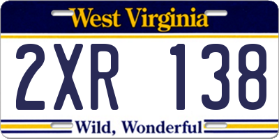 WV license plate 2XR138