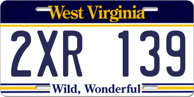 WV license plate 2XR139