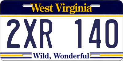WV license plate 2XR140