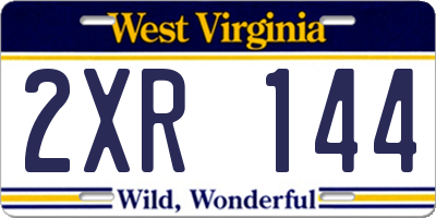 WV license plate 2XR144