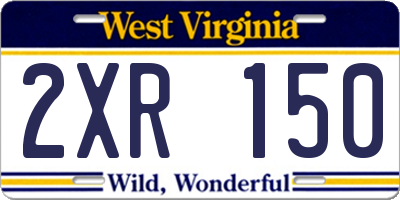 WV license plate 2XR150