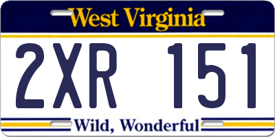 WV license plate 2XR151