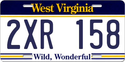 WV license plate 2XR158