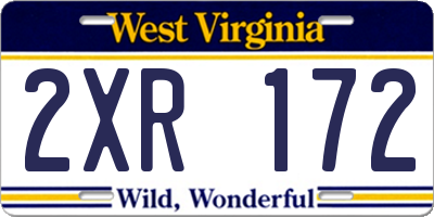 WV license plate 2XR172