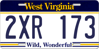 WV license plate 2XR173