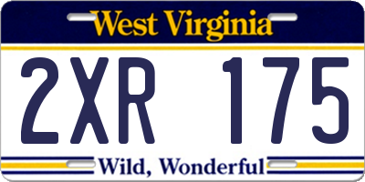 WV license plate 2XR175