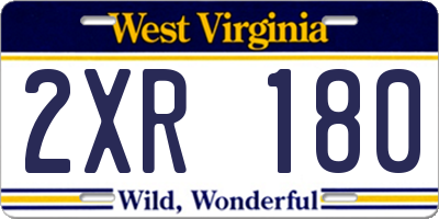 WV license plate 2XR180