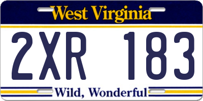 WV license plate 2XR183