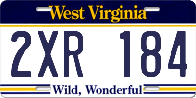 WV license plate 2XR184