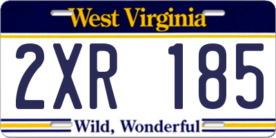 WV license plate 2XR185