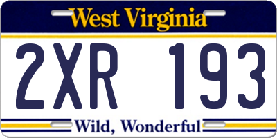 WV license plate 2XR193