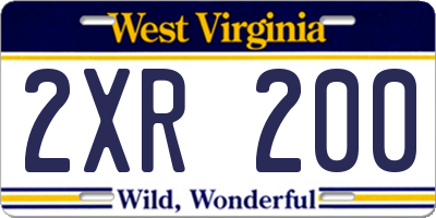 WV license plate 2XR200
