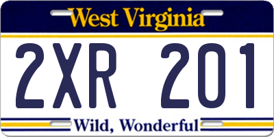 WV license plate 2XR201