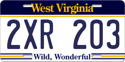 WV license plate 2XR203