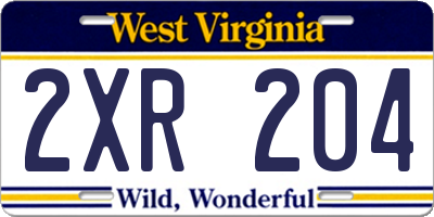 WV license plate 2XR204