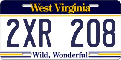 WV license plate 2XR208