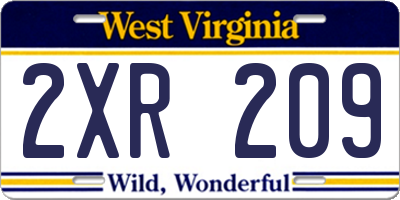 WV license plate 2XR209