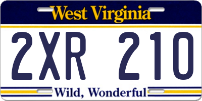 WV license plate 2XR210