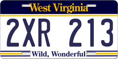 WV license plate 2XR213