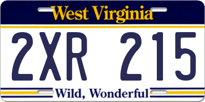 WV license plate 2XR215