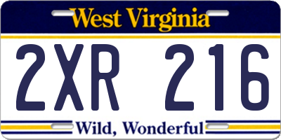 WV license plate 2XR216