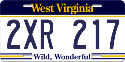 WV license plate 2XR217