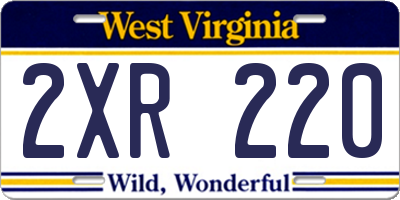 WV license plate 2XR220