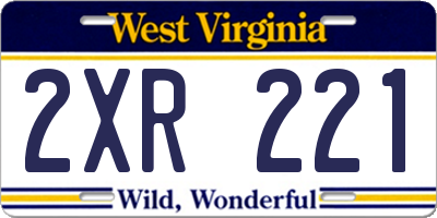 WV license plate 2XR221