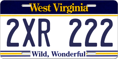 WV license plate 2XR222