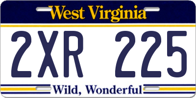 WV license plate 2XR225