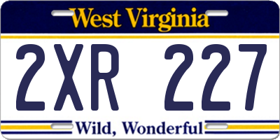 WV license plate 2XR227