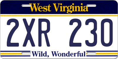 WV license plate 2XR230