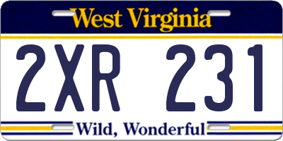 WV license plate 2XR231