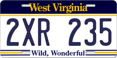 WV license plate 2XR235